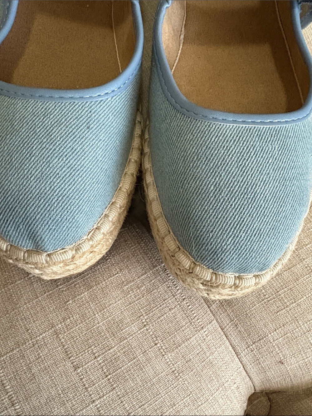 Sun + Stone Powder Blue Poppy Mary Jane Espadrille Flats NWOT - Picture 4 of 6